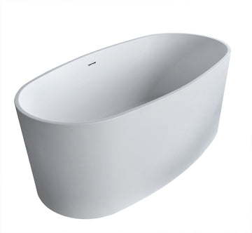 Roccia 5.1 ft. Solid Surface Center Drain Freestanding Bathtub in Matte White