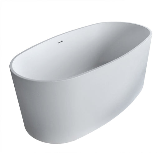 Roccia 5.1 ft. Solid Surface Center Drain Freestanding Bathtub in Matte White