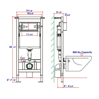 EAGO PSF332 In Wall Tank & Carrier for Wall Mounted Toilets