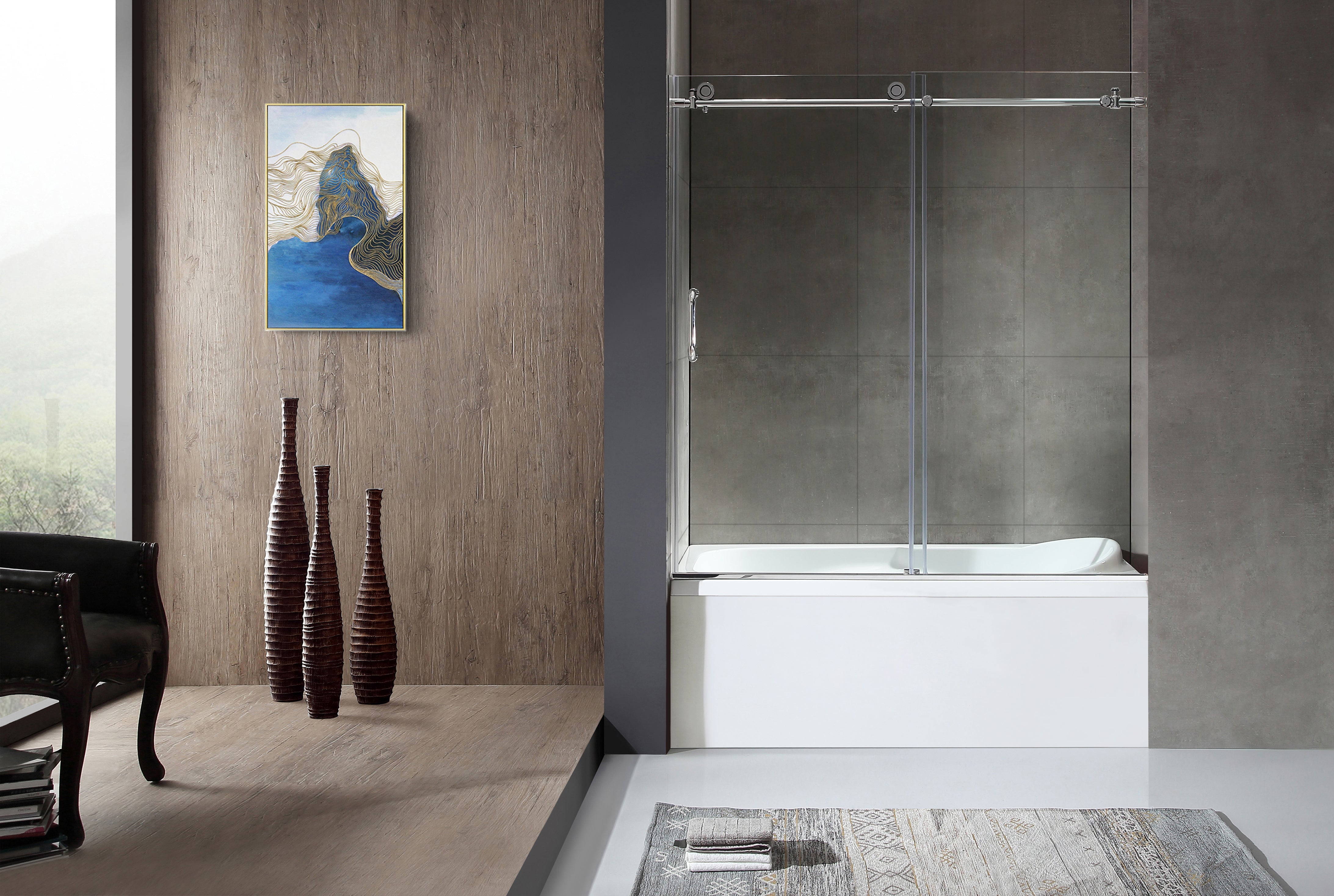 Raymore Series 60 in. x 62 in. Frameless Sliding Tub Door
