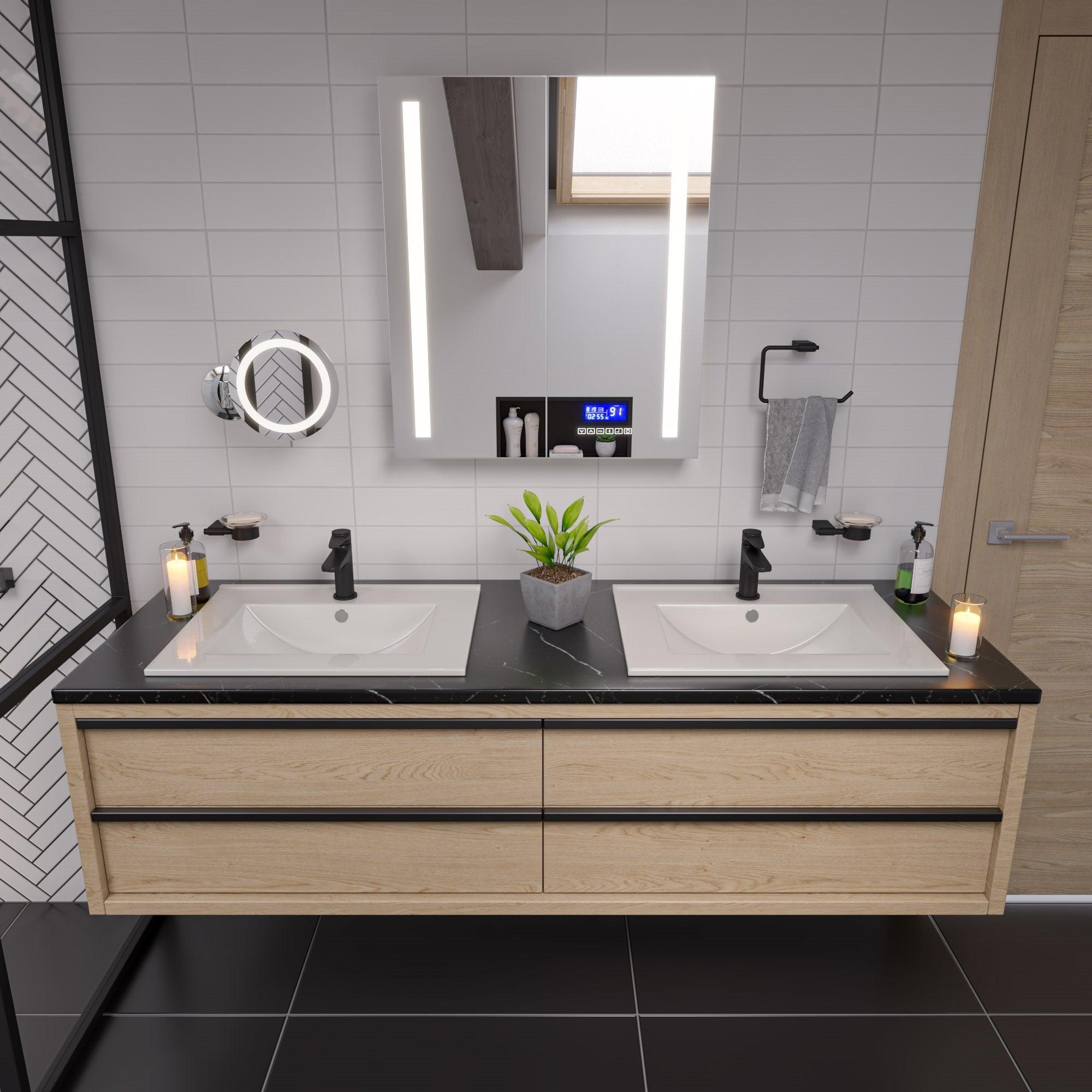 ALFI brand ABMC2630BT 26" x 30" Double Door LED Light Bluetooth Medicine Cabinet