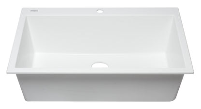 ALFI brand AB3322DI-W White 33" Single Bowl Drop In Granite Composite Kitchen Sink