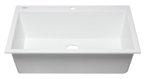 ALFI brand AB3322DI-W White 33" Single Bowl Drop In Granite Composite Kitchen Sink