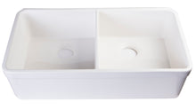 Load image into Gallery viewer, ALFI brand AB512UM-W 32 inch White Double Bowl Fireclay Undermount Kitchen Sink