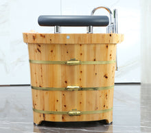 Load image into Gallery viewer, ALFI brand AB1136 61&quot; Free Standing Cedar Wooden Bathtub with Chrome Tub Filler