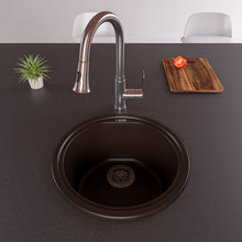 Load image into Gallery viewer, ALFI brand AB1717DI-C Chocolate 17&quot; Drop-In Round Granite Composite Kitchen Prep Sink
