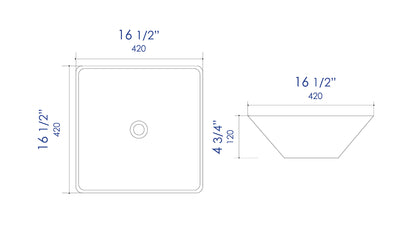 ALFI brand ABC912 White 17" Square Above Mount Ceramic Sink