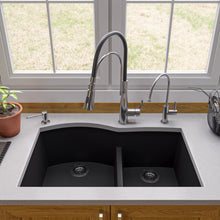 Load image into Gallery viewer, ALFI brand AB3320UM-BLA Black 33&quot; Double Bowl Undermount Granite Composite Kitchen Sink
