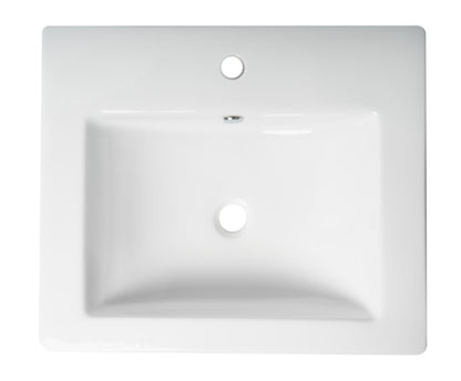 ALFI brand ABC701 White 24" Rectangular Semi Recessed Ceramic Sink with Faucet Hole