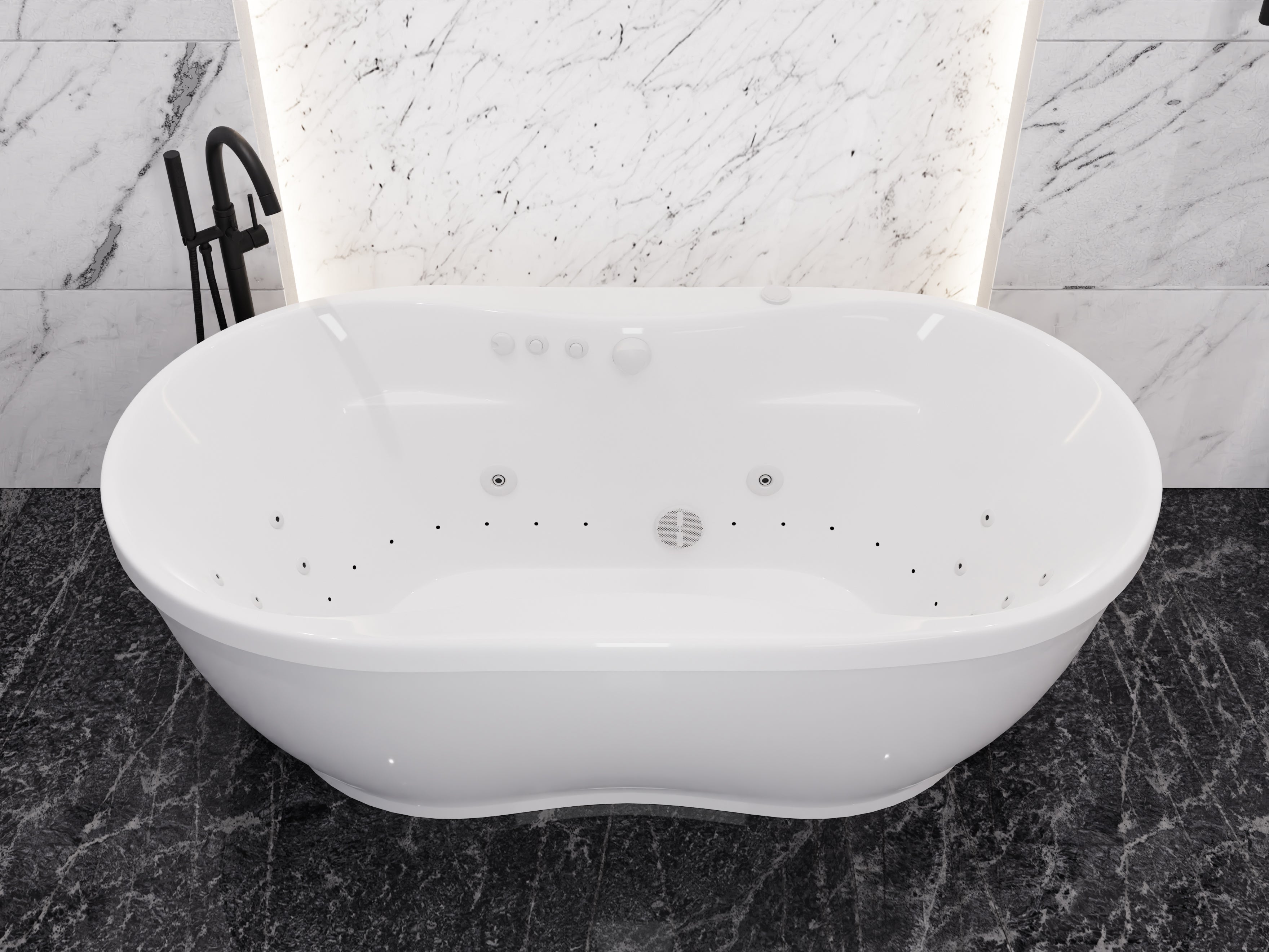 Lori 6 ft. Whirlpool and Air Bath Tub in White