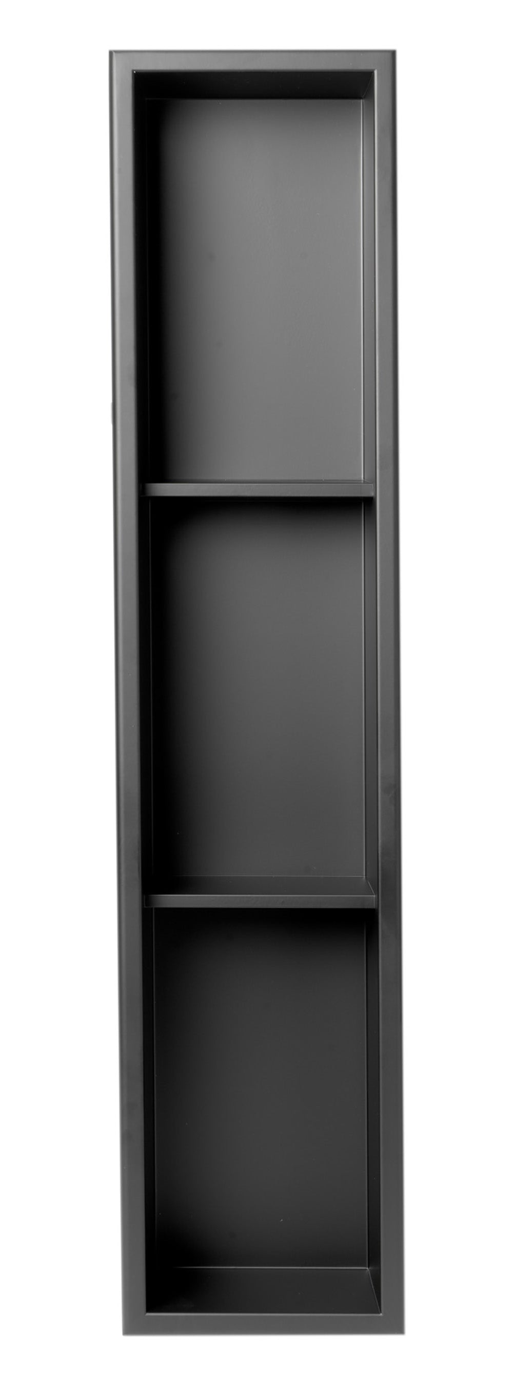 ALFI brand ABNC0836-BLA 8" x 36" Black Matte Stainless Steel Vertical Triple Shelf Bath Shower Niche