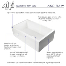 Load image into Gallery viewer, ALFI brand AB3018SB-W  30&quot; White Smooth Apron Solid Thick Wall Fireclay Single Bowl Farm Sink