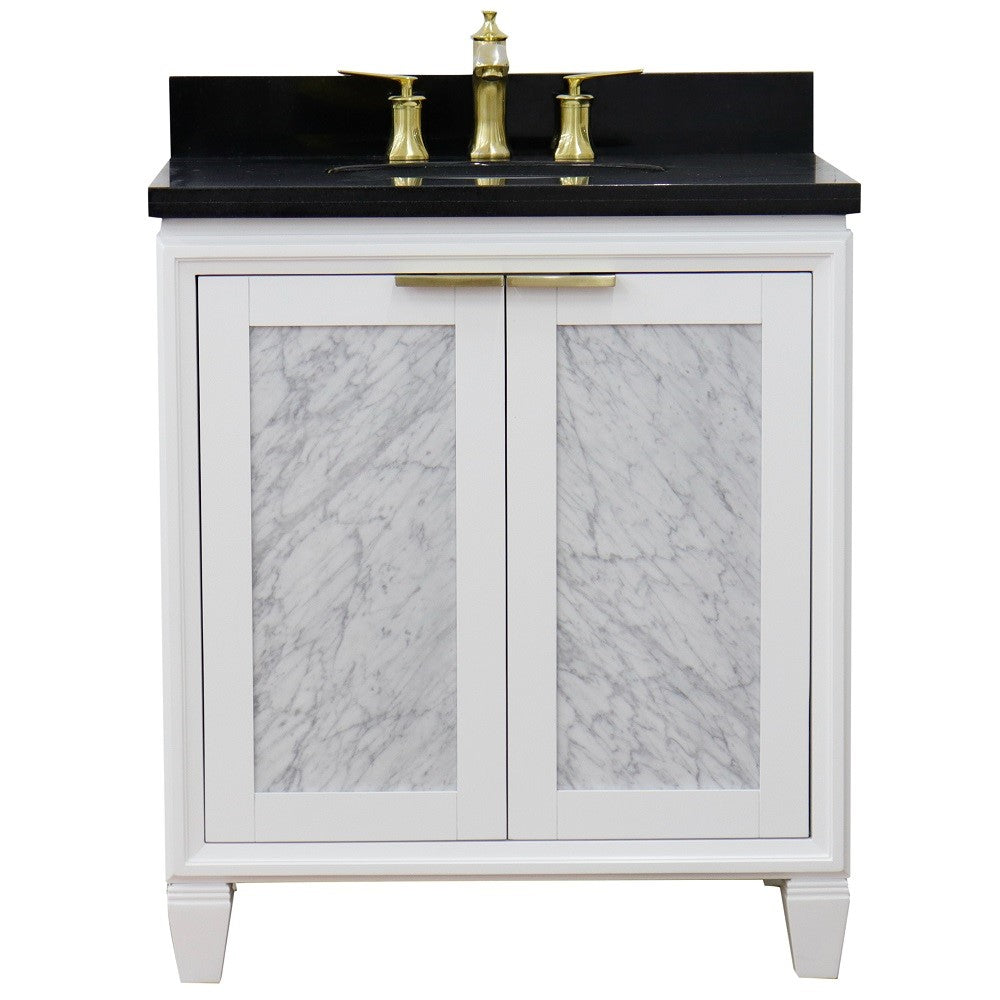 Bellaterra 31" Wood Single Vanity w/ Counter Top and Sink 400990-31-WH-BGO