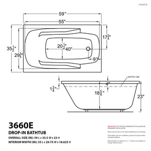 Atlantis Whirlpools Eros 36 x 60 Rectangular Air & Whirlpool Jetted Bathtub