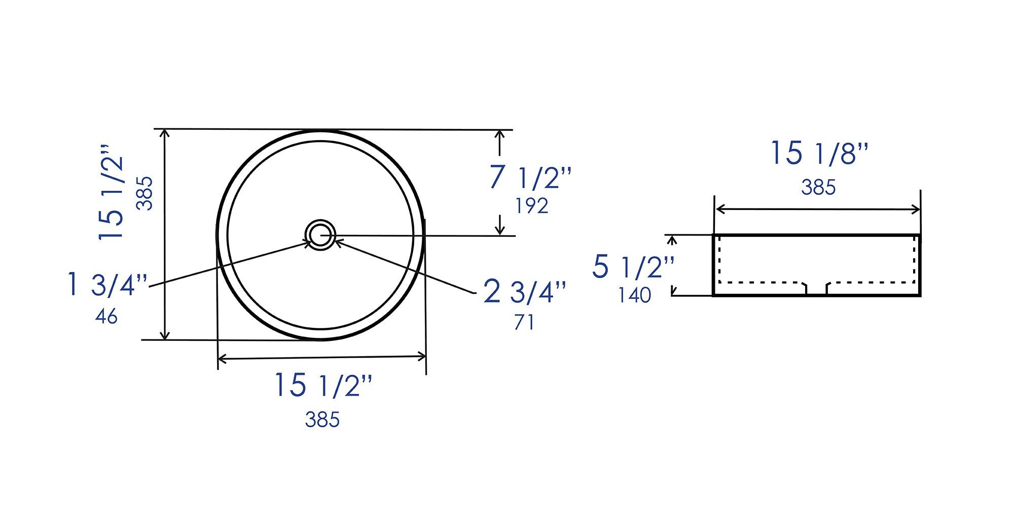 ALFI brand ABC907-BM Black Matte 15" Round Above Mount Ceramic Sink