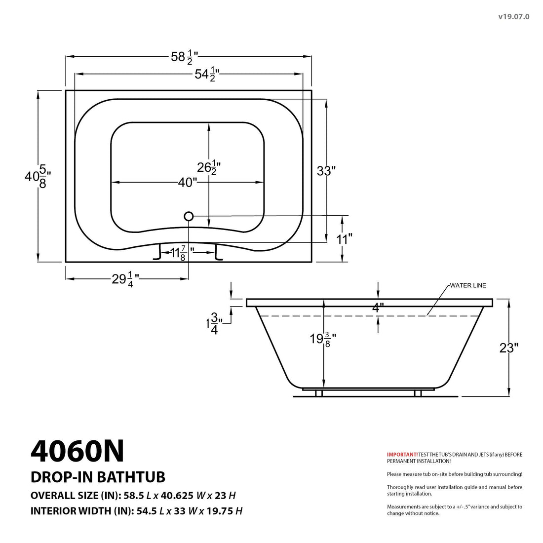 Atlantis Whirlpools Neptune 40 x 60 Rectangular Air Jetted Bathtub