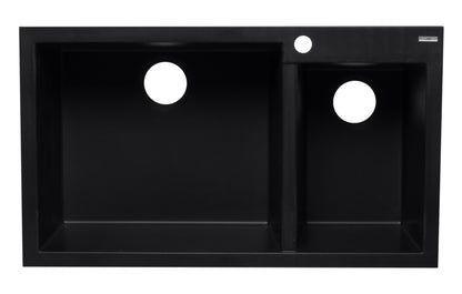 ALFI brand AB3319DI-BLA Black 34" Double Bowl Drop In Granite Composite Kitchen Sink