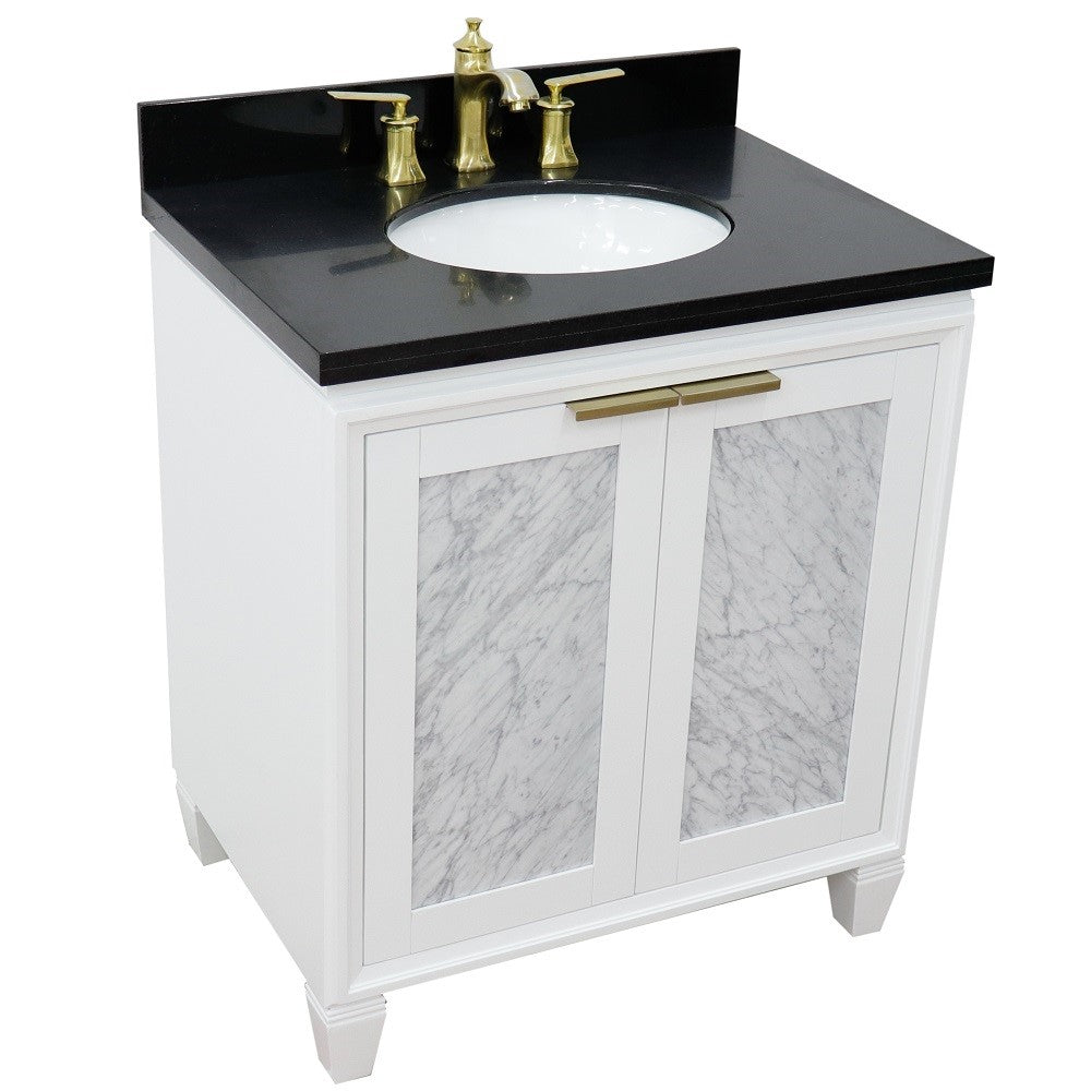 Bellaterra 31" Wood Single Vanity w/ Counter Top and Sink 400990-31-WH-BGO