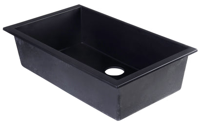 ALFI brand AB3020UM-BLA Black 30" Undermount Single Bowl Granite Composite Kitchen Sink