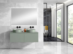 48" Bari Floating Vanity with Matching Top and Vessel SinkCeramic Sink in White, Grey or Green