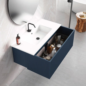 40" Bari Floating Vanity with Matching Top and Vessel SinkCeramic Sink in White, Grey, Green or Navy