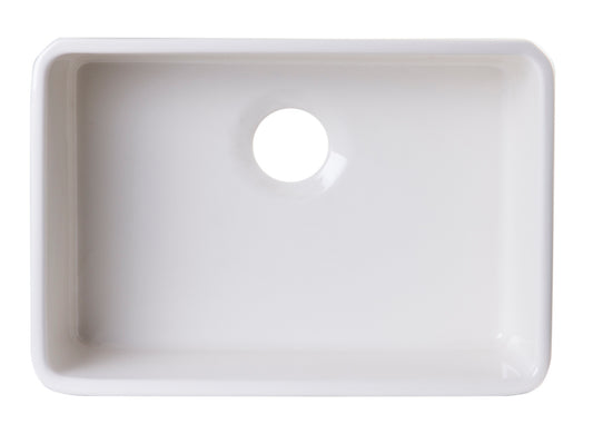 ALFI brand AB503UM-B 24 inch Biscuit Single Bowl Fireclay Undermount Kitchen Sink