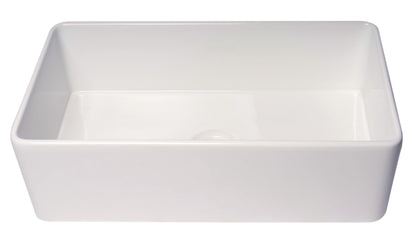 ALFI brand ABF3318S 33" White Thin Wall Single Bowl Smooth Apron Fireclay Kitchen Farm Sink