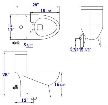 EAGO TB346 Modern Dual Flush One Piece Eco-friendly High Efficiency Low Flush Ceramic Toilet