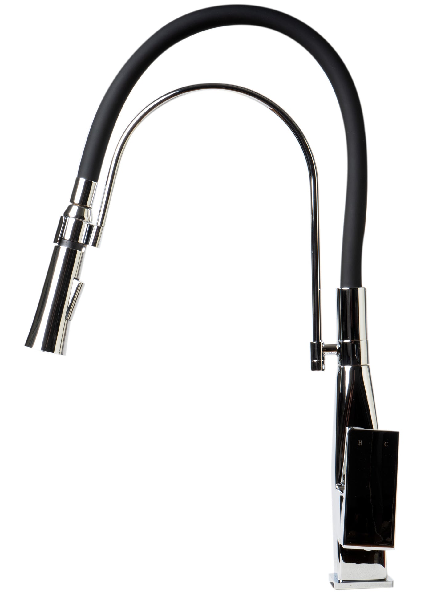 ALFI brand ABKF3023-PC Polished Chrome Square Kitchen Faucet with Black Rubber Stem