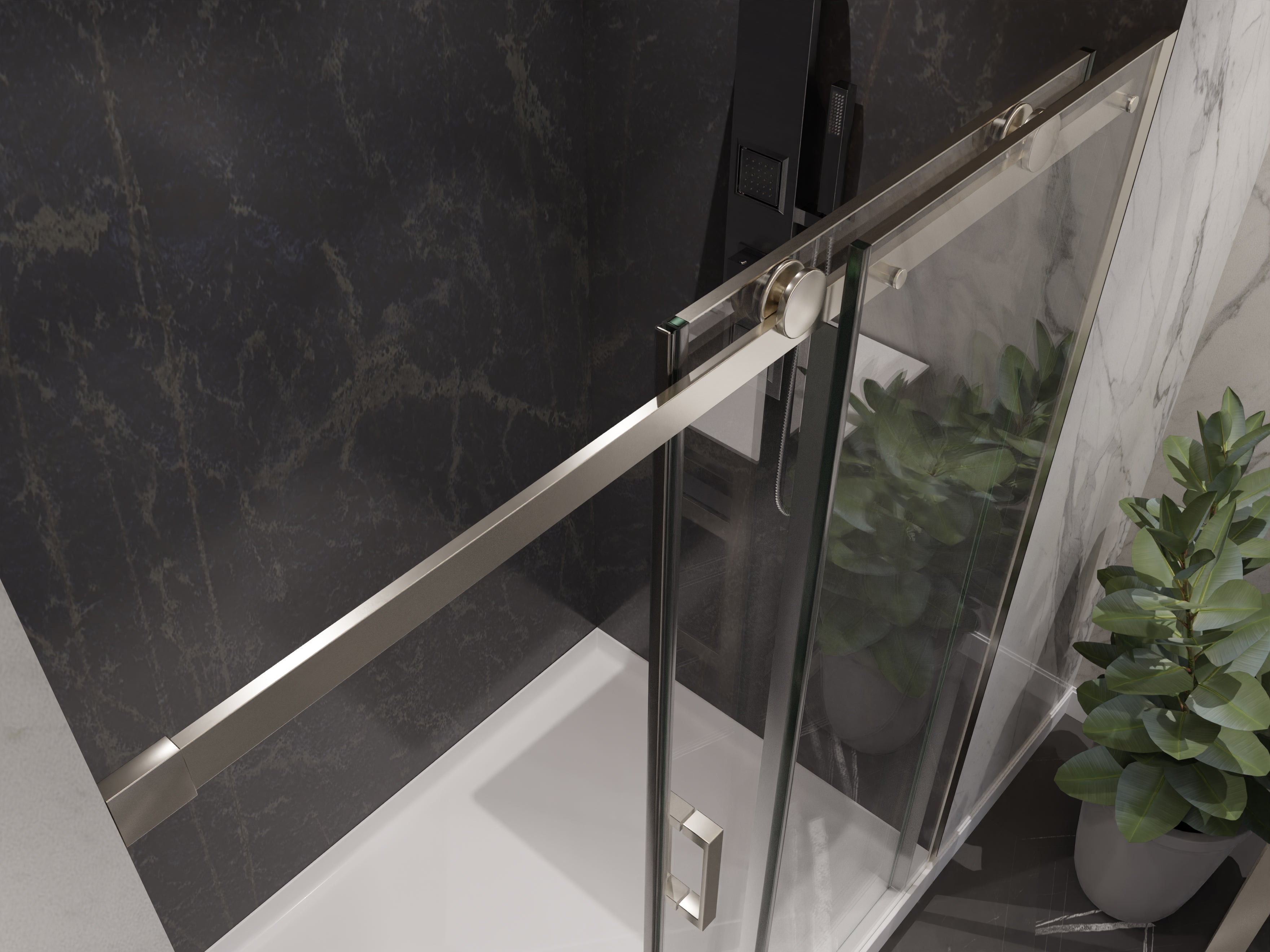 Rhodes Series 60 in. x 76 in. Frameless Sliding Shower Door with Handle