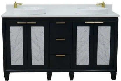 Bellaterra Dark Gray 61" Wood Double Vanity w/ Counter Top and Sink 400990-61D-DG