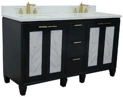 Bellaterra Dark Gray 61" Wood Double Vanity w/ Counter Top and Sink 400990-61D-DG