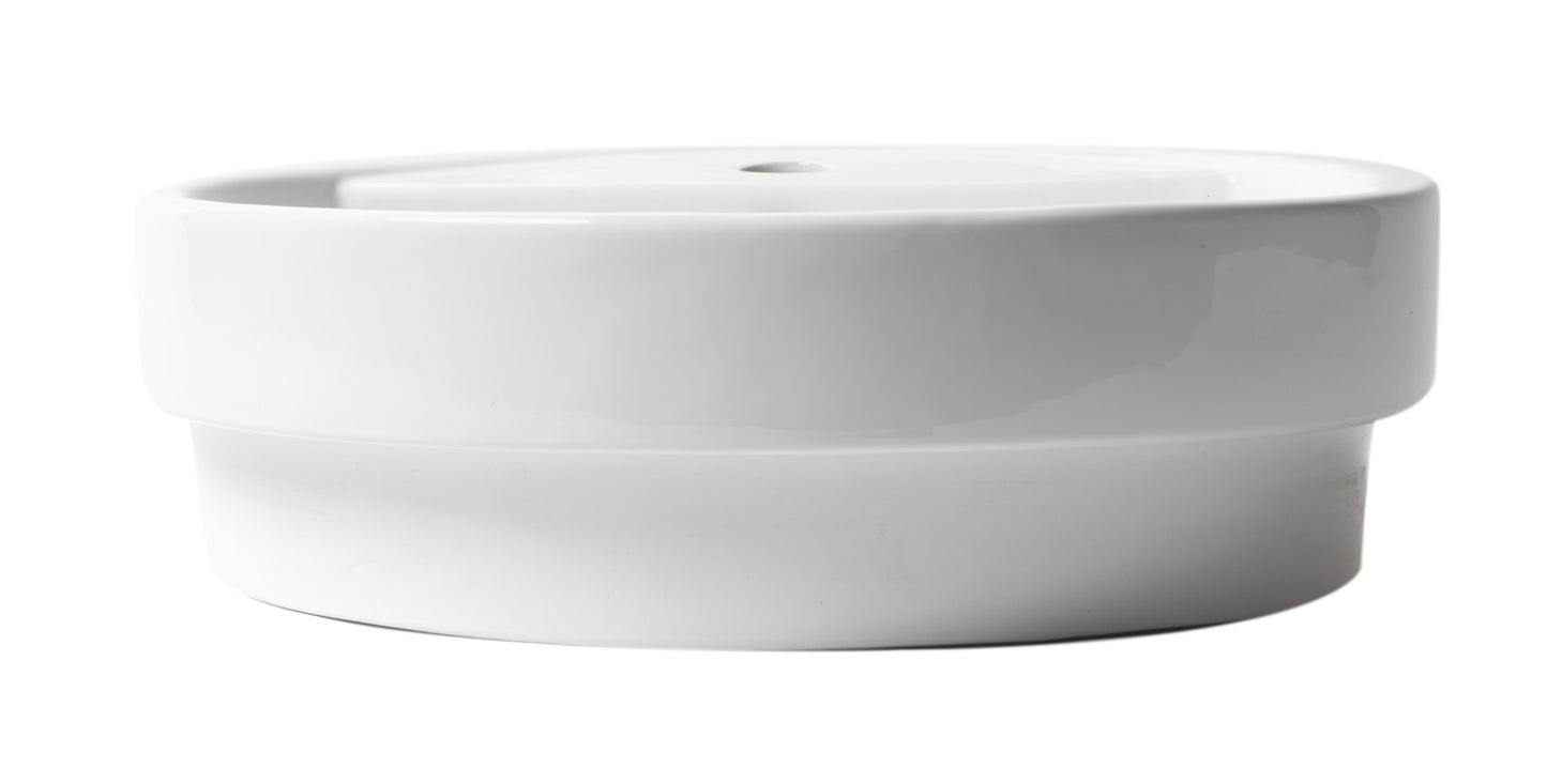 ALFI brand ABC702 White 19" Round Semi Recessed Ceramic Sink with Faucet Hole