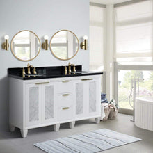 Load image into Gallery viewer, Bellaterra White 61&quot; Wood Double Vanity  Black Top 400990-61D-WH Oval