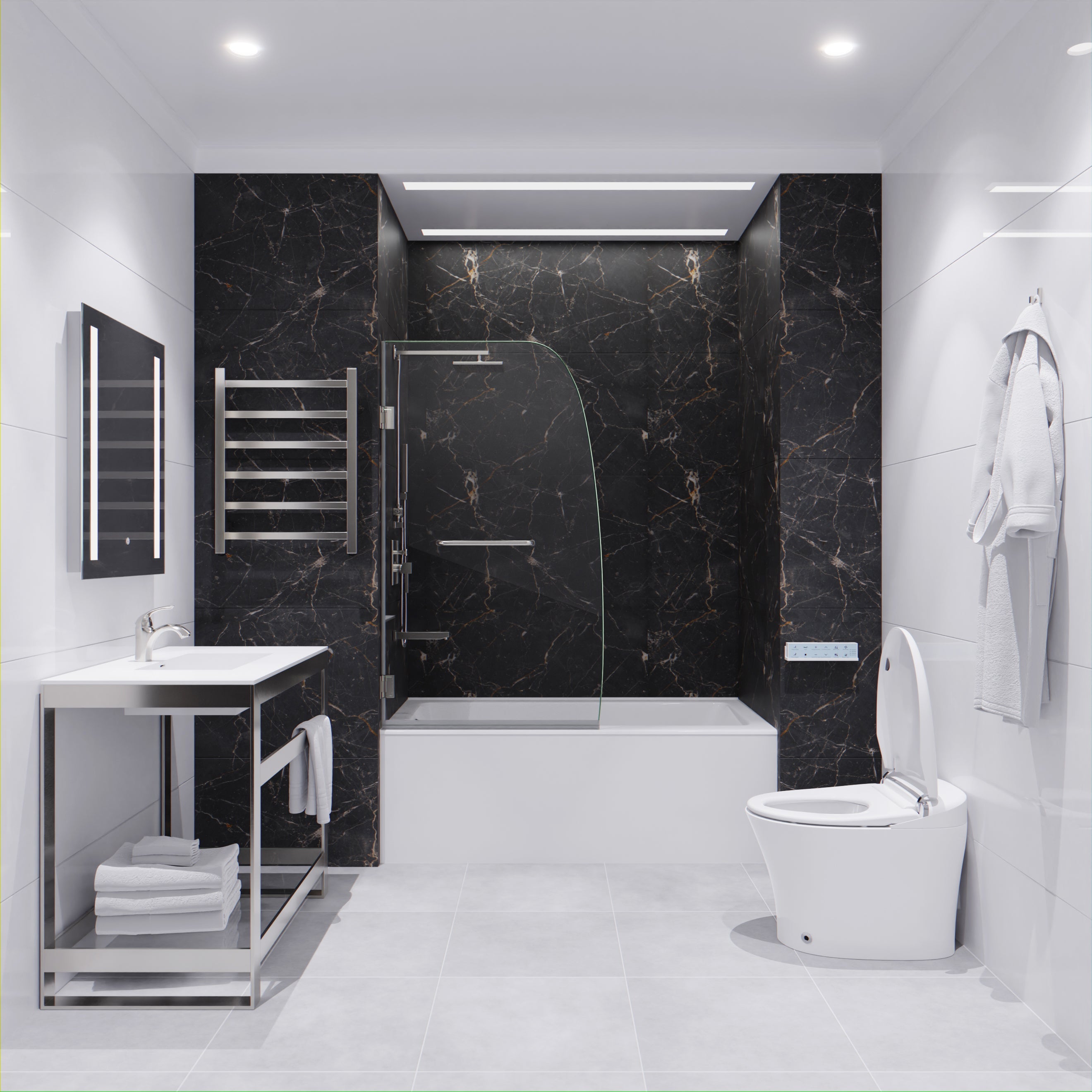Grand Series 34 in. by 58 in. Frameless Hinged Tub Door