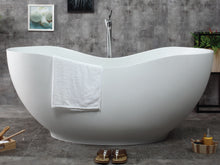 Load image into Gallery viewer, ALFI brand AB9949 66&quot; White Solid Surface Smooth Resin Soaking Bathtub