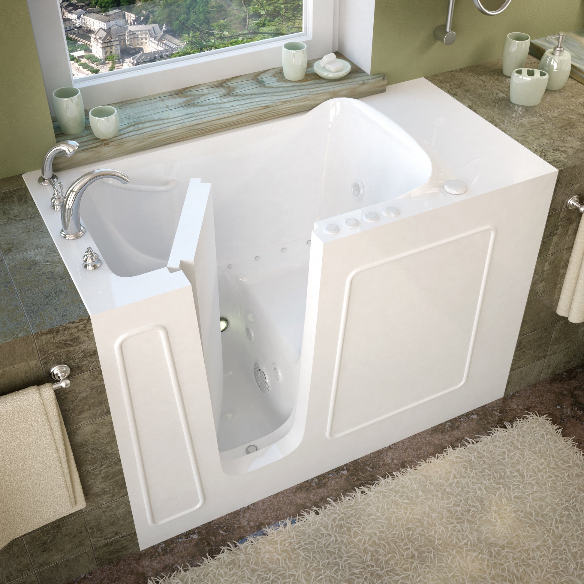 MediTub Walk-In 26 x 53 Left Drain Whirlpool & Air Jetted Walk-In Bathtub 2653LWD