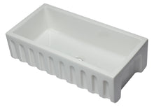 Load image into Gallery viewer, ALFI brand AB3618HS-W 36 inch White Reversible Smooth / Fluted Single Bowl Fireclay Farm Sink