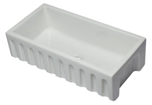 ALFI brand AB3618HS-W 36 inch White Reversible Smooth / Fluted Single Bowl Fireclay Farm Sink