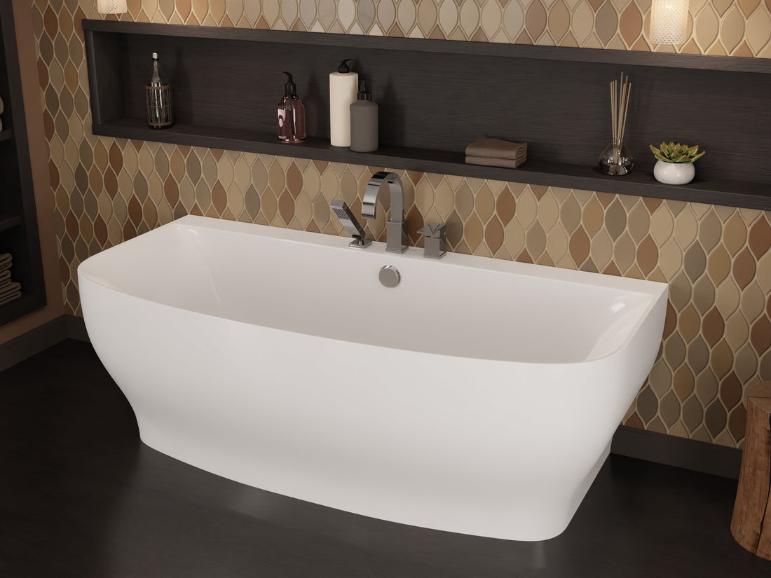 Bank Series 5.41 ft. Freestanding Bathtub with Deck Mounted Faucet in White