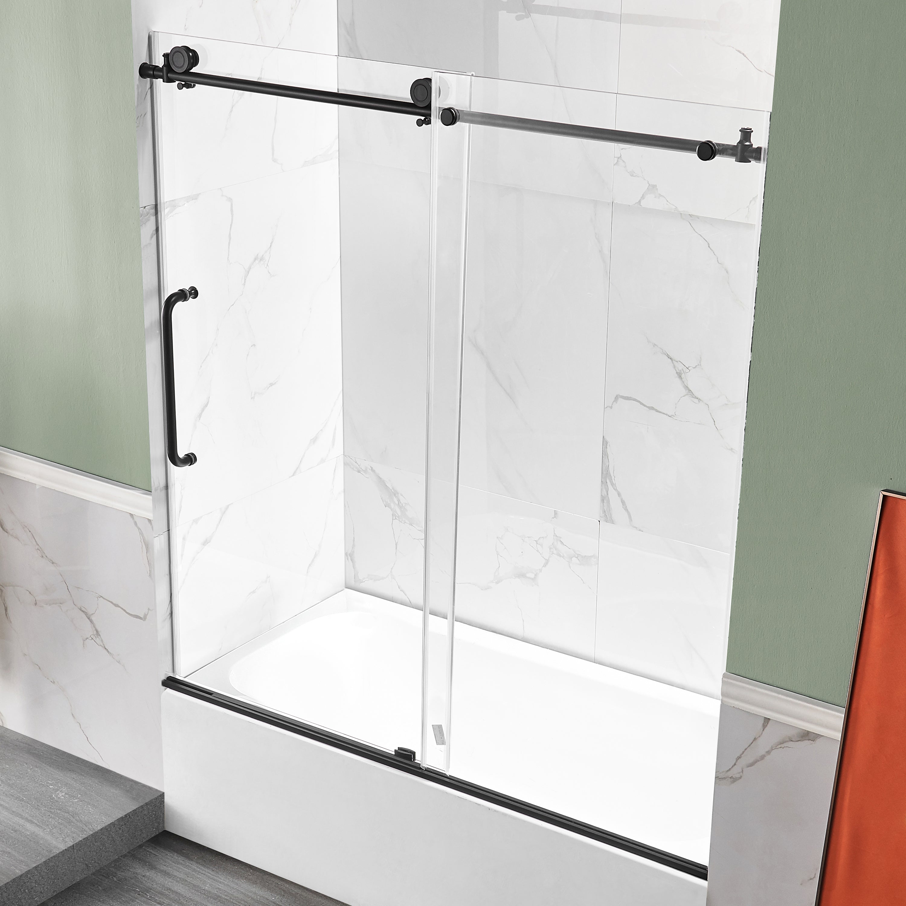Don Series 60 in. x 62 in. Frameless Sliding Tub Door