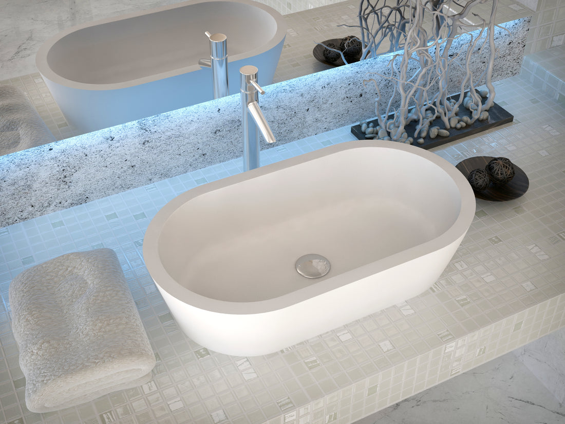 Vaine 1-Piece Solid Surface Vessel Sink in Matte White