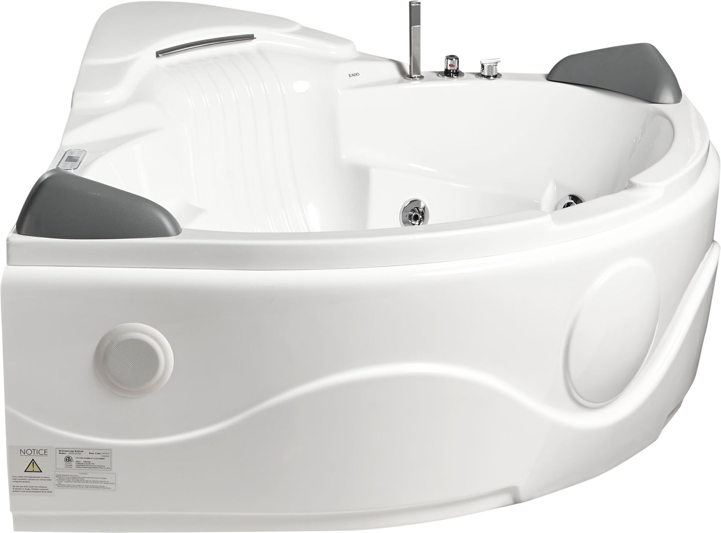 EAGO AM505ETL 5 ft Corner Acrylic White Waterfall Whirlpool Bathtub for Two