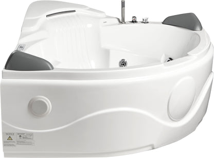 EAGO AM505ETL 5 ft Corner Acrylic White Waterfall Whirlpool Bathtub for Two