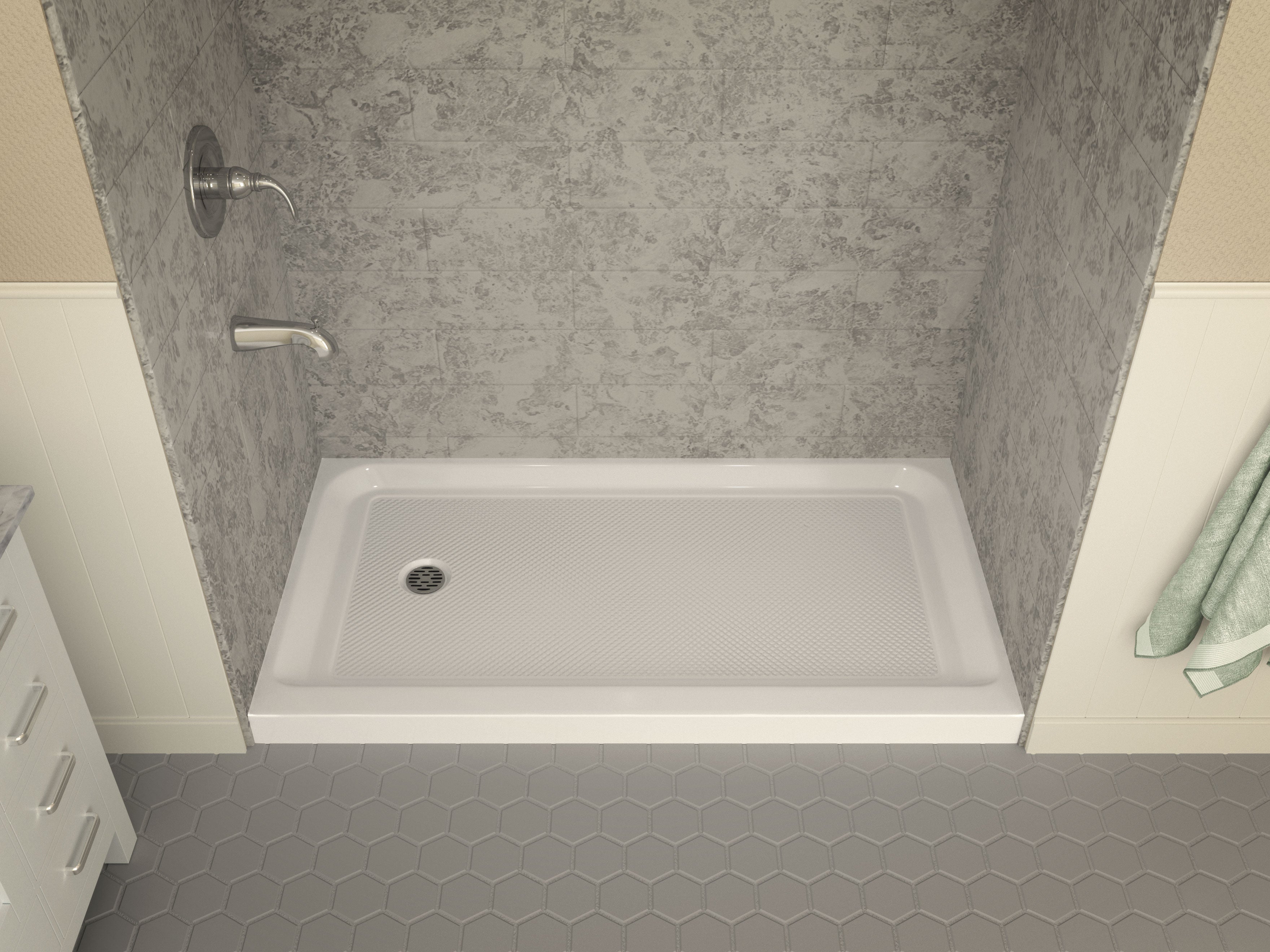 Tier 32 x 60  in. Single Threshold Shower Base in White