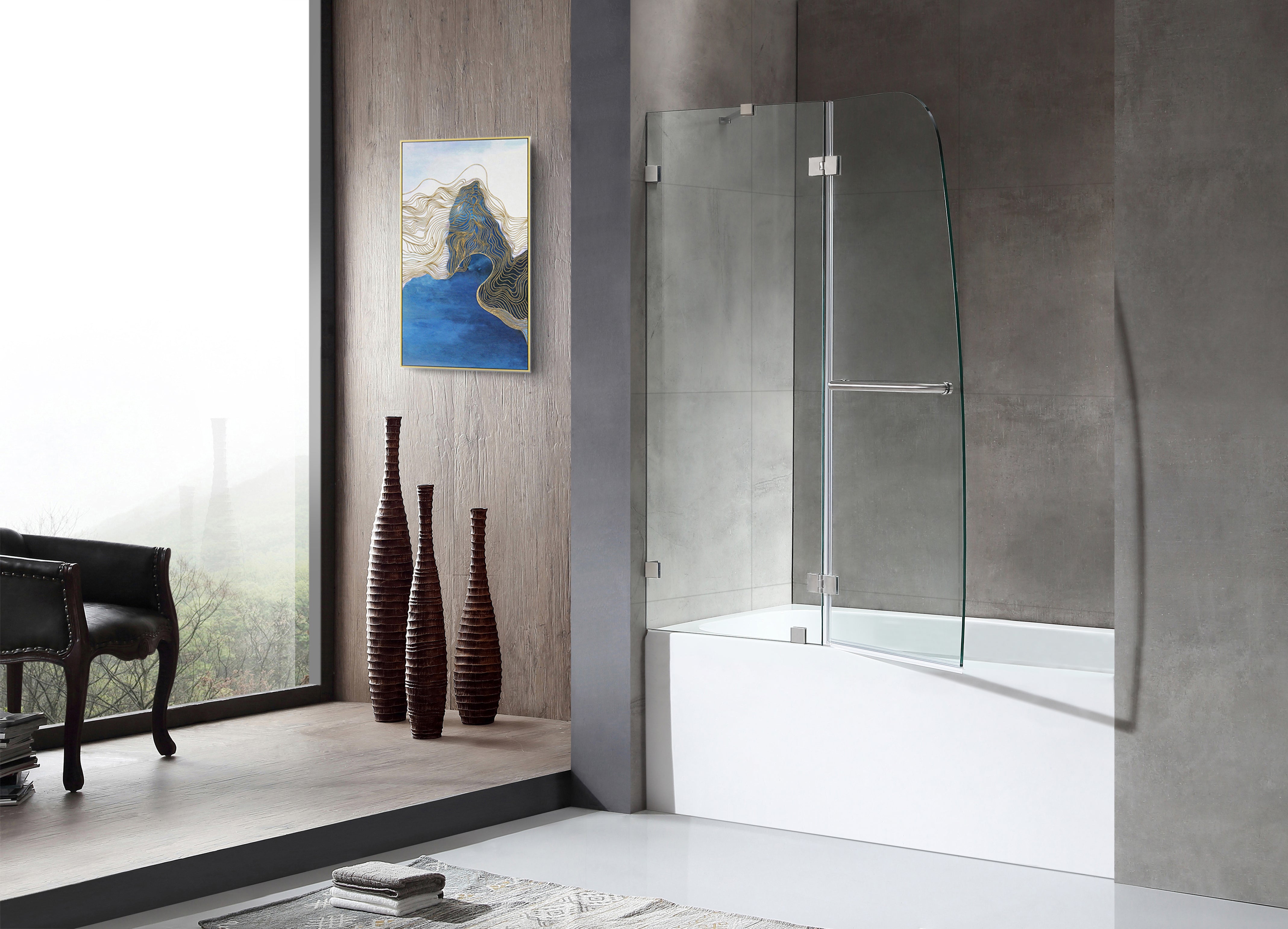 Pacific Series 48 in. by 58 in. Frameless Hinged Tub Door