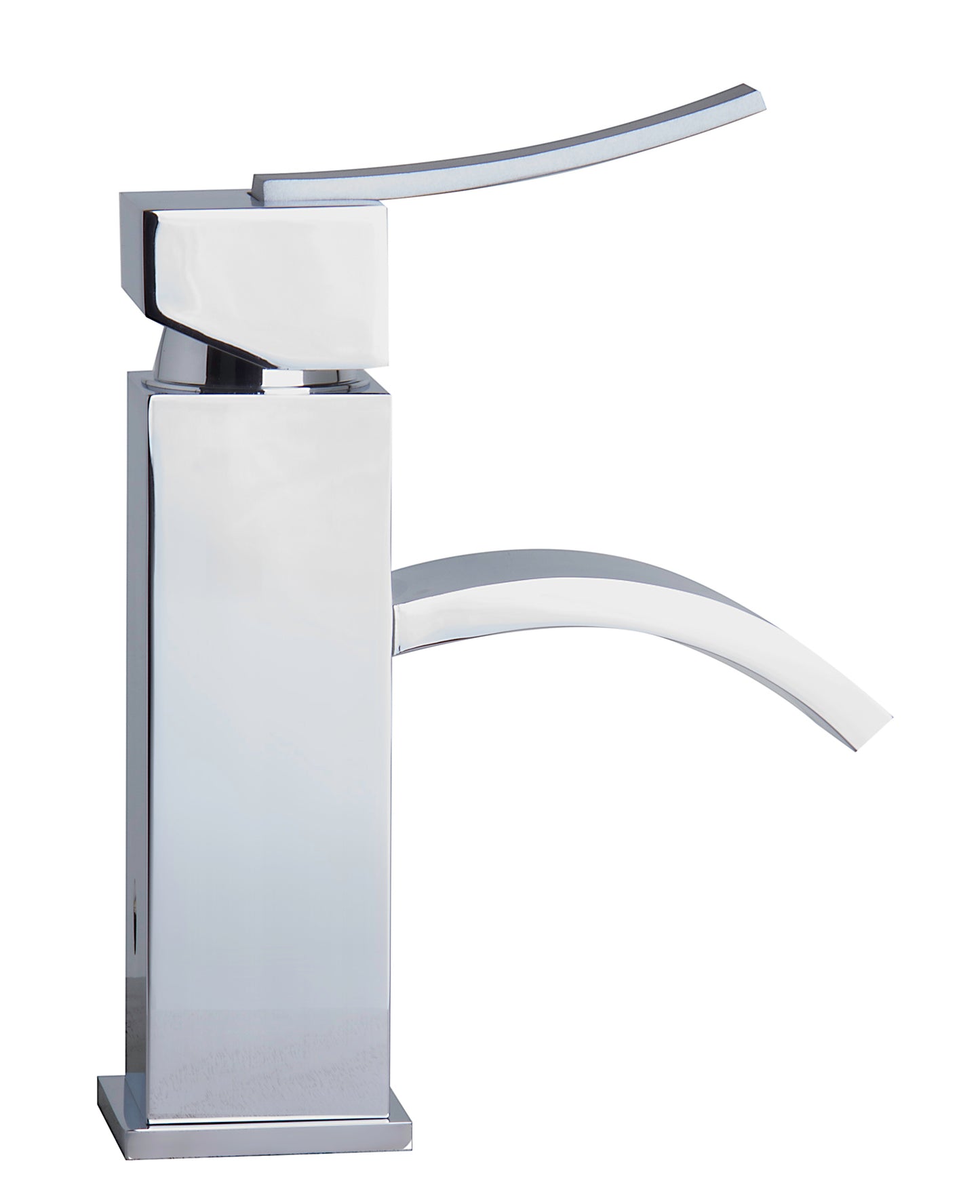 ALFI brand AB1258-PC Polished Chrome Square Body Curved Spout Single Lever Bathroom Faucet