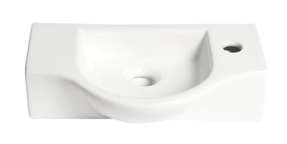 ALFI brand ABC114 White 18" Small Wall Mounted Ceramic Sink with Faucet Hole