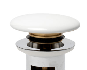 ALFI brand AB8056-W White Ceramic Mushroom Top Pop Up Drain for Sinks with Overflow