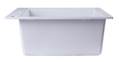 ALFI brand AB2420DI-W White 24" Drop-In Single Bowl Granite Composite Kitchen Sink